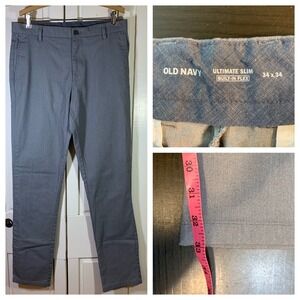 Old Navy Ultimate Slim Fit Built-In Flex Chinos Mens 34x34‎ Light Gray Pants